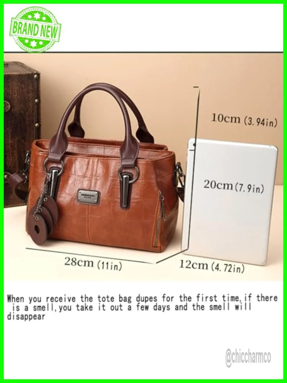 Vegan Leather Satchel Tote Bag with Compartments Satchel Shoulder Bag